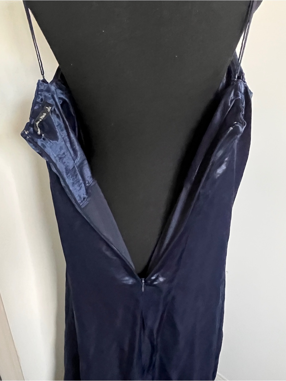 Abercrombie & Fitch Strapless Trapeze Maxi Dress Satin Elegant Minimalist Sz XL - Picture 7 of 8